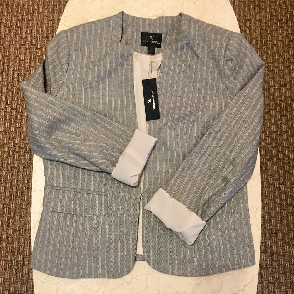 NWT Worthington Grey Pinstripe Blazer